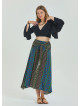 Gipe Waist Tied Navy Blue Plus Size Skirt 4597